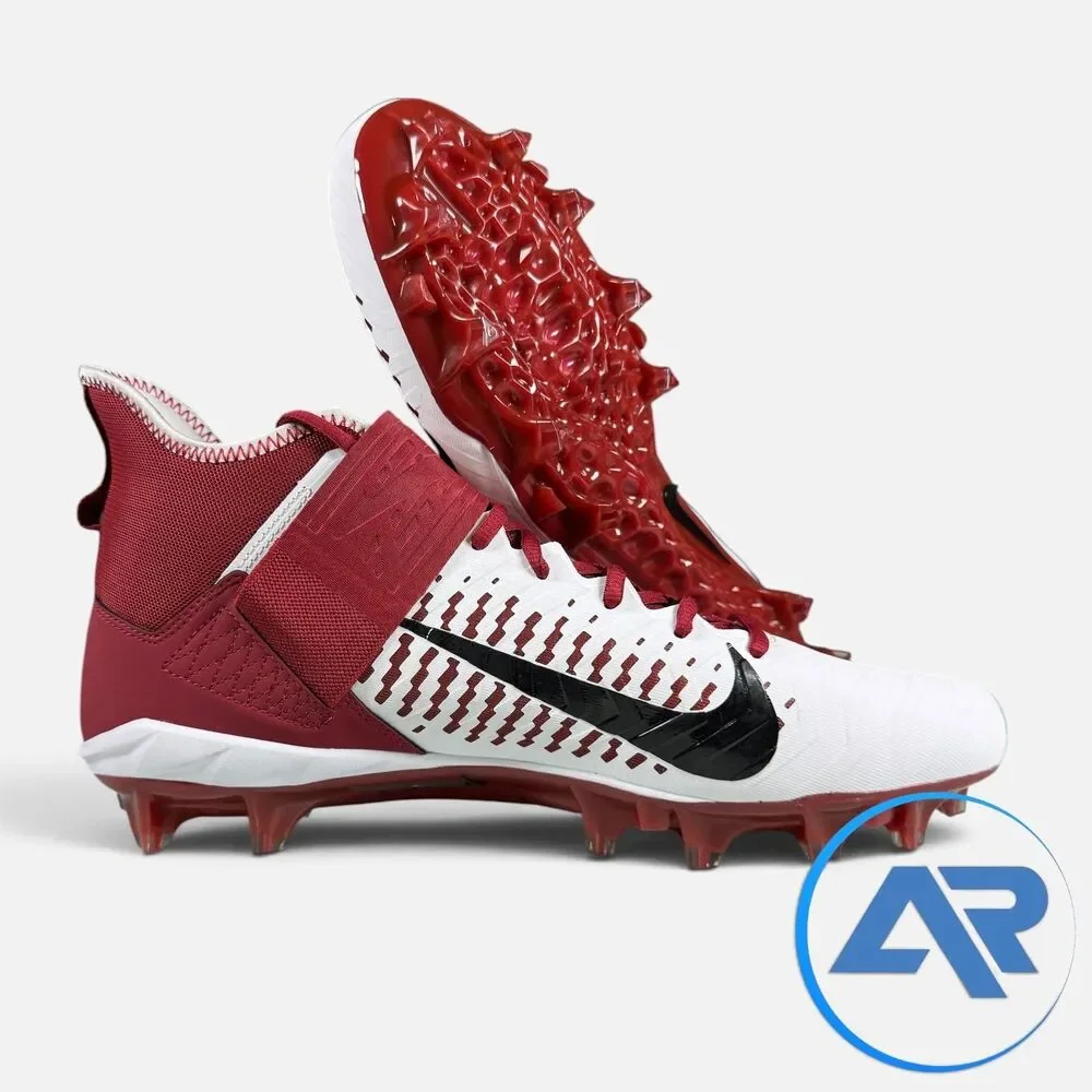 Nike Alpha Menace Pro 2 Mid Football Cleats White Red Men’s Size 12.5 BV3945-106